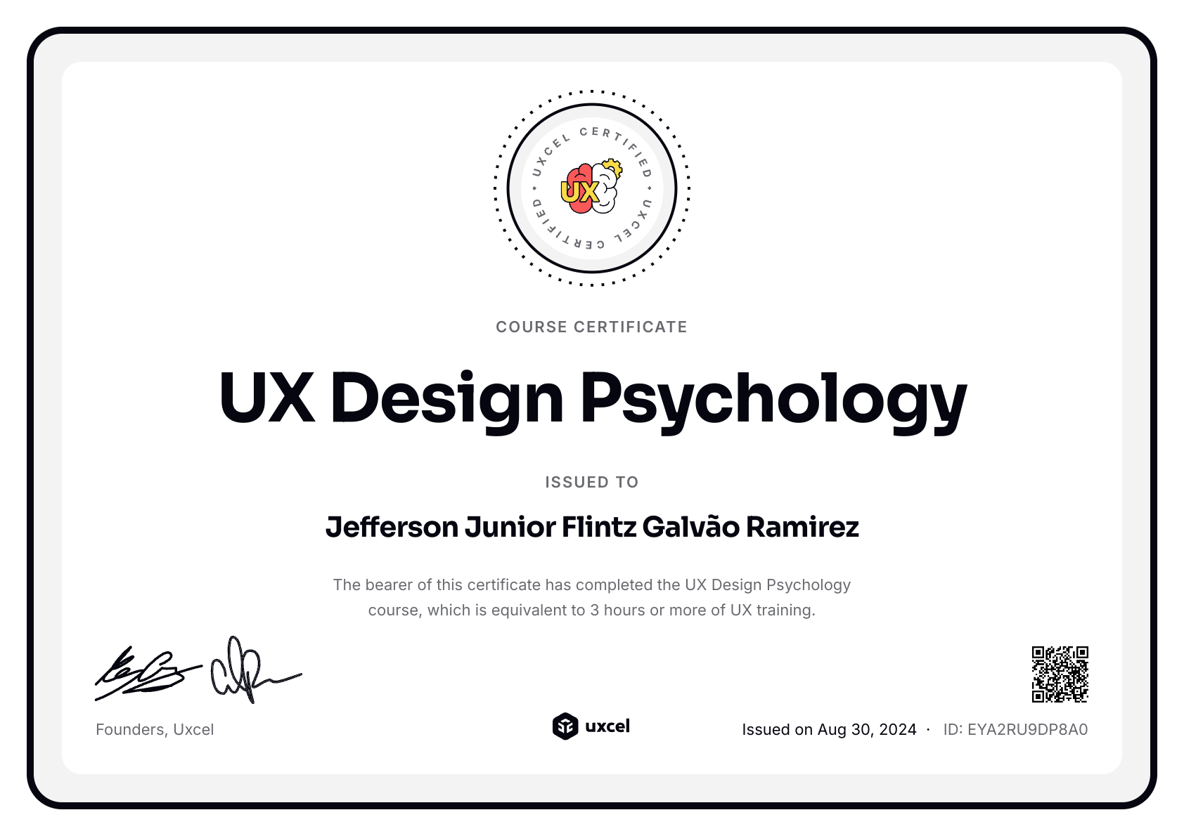 Jefferson Junior Flintz Galvão Ramirez's certificate
